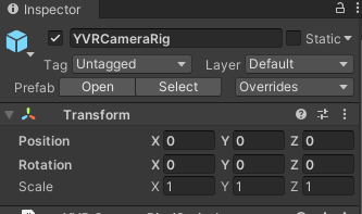 YVRCameraRig Transform